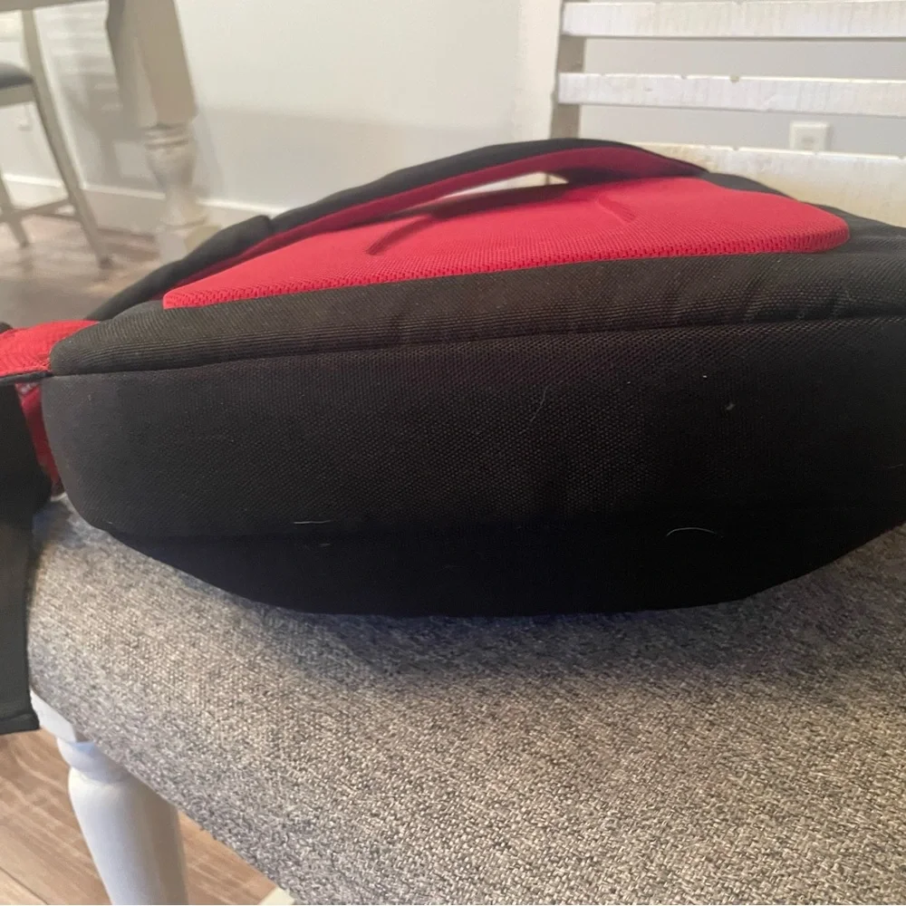 Belkin Black and Red laptop Backpack with crossbody carry strap